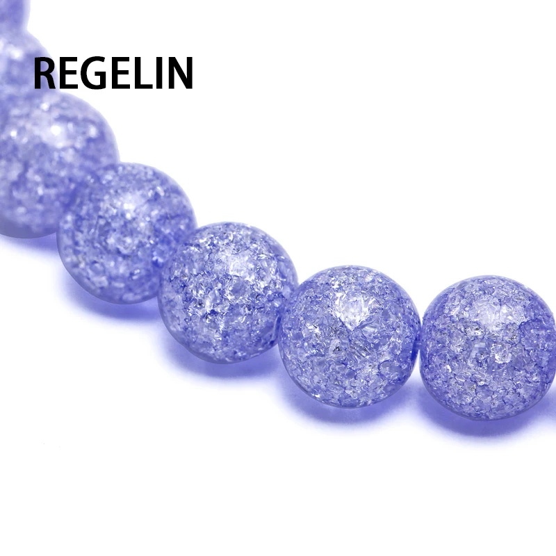 REGELIN Pick Size 4 6 8 10 12mm Natural Loose Snow Cracked Round colorful  Crystal Quartz Rock Spacer Beads For Jewelry DIY
