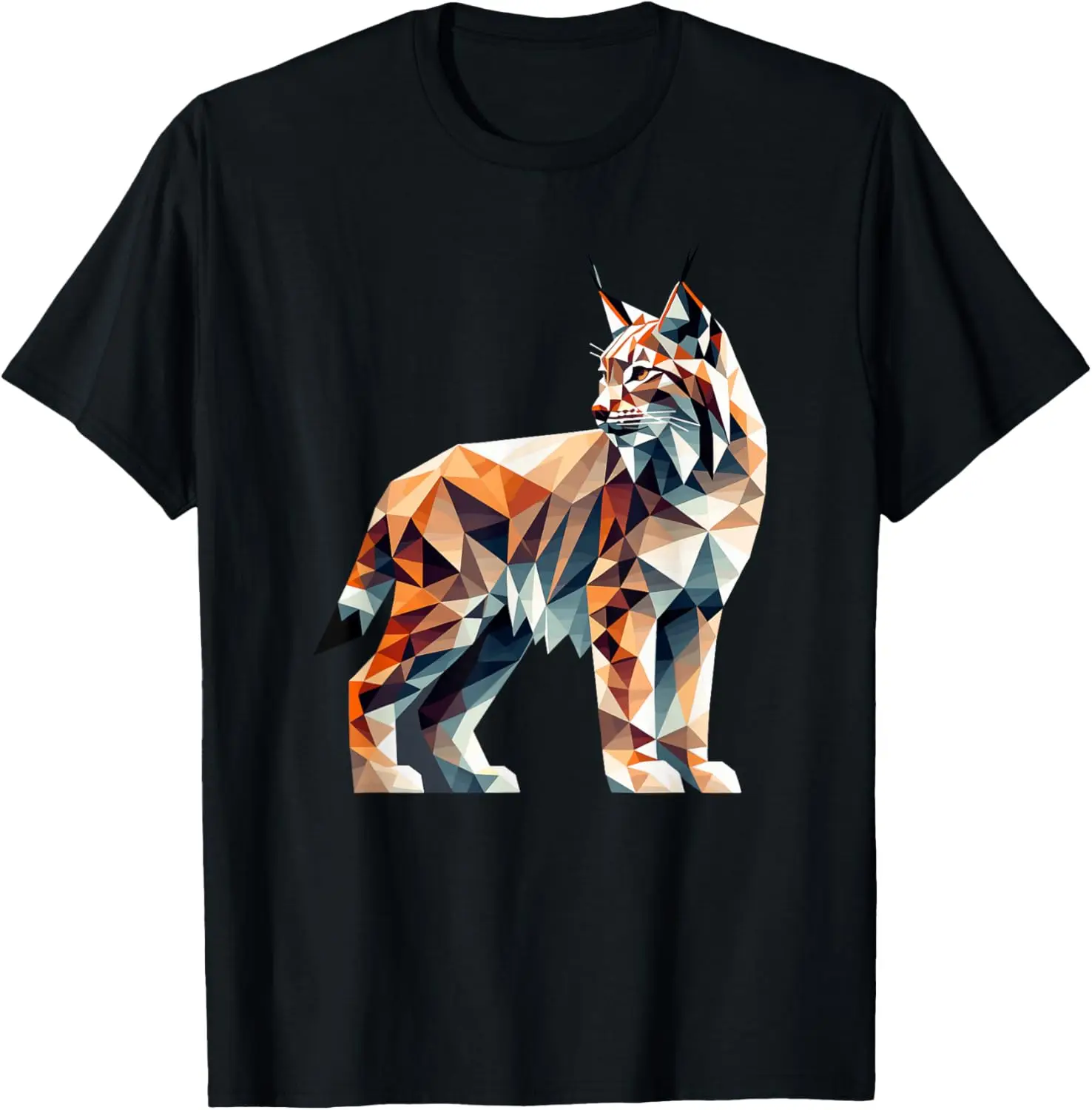 

Geometric Art Lynx T-Shirt Men Cotton Graphic Tee Fashionable Breathable Trip Wear Trip