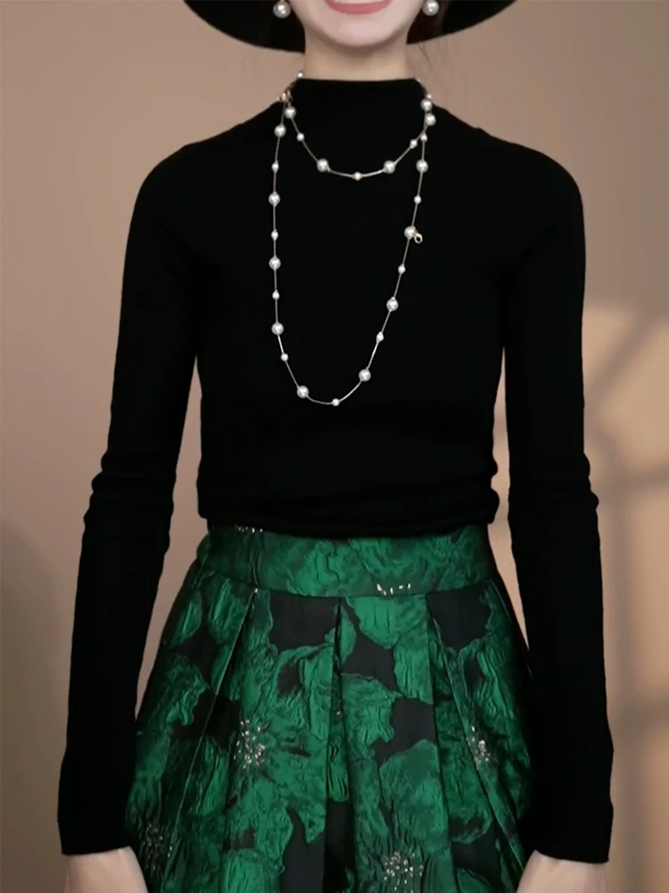 

Женская одежда Ele Bla Base в стиле ретро, осенняя новинка, элегантный топ больших размеров Aosphere, Snow r