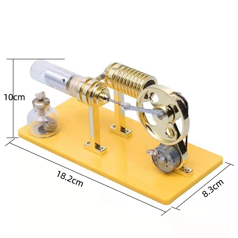 3D Gamma Stirling Engine Generator Model with LED Lights Tech Hobbyist DIY Assembly Toy Kit Science Education