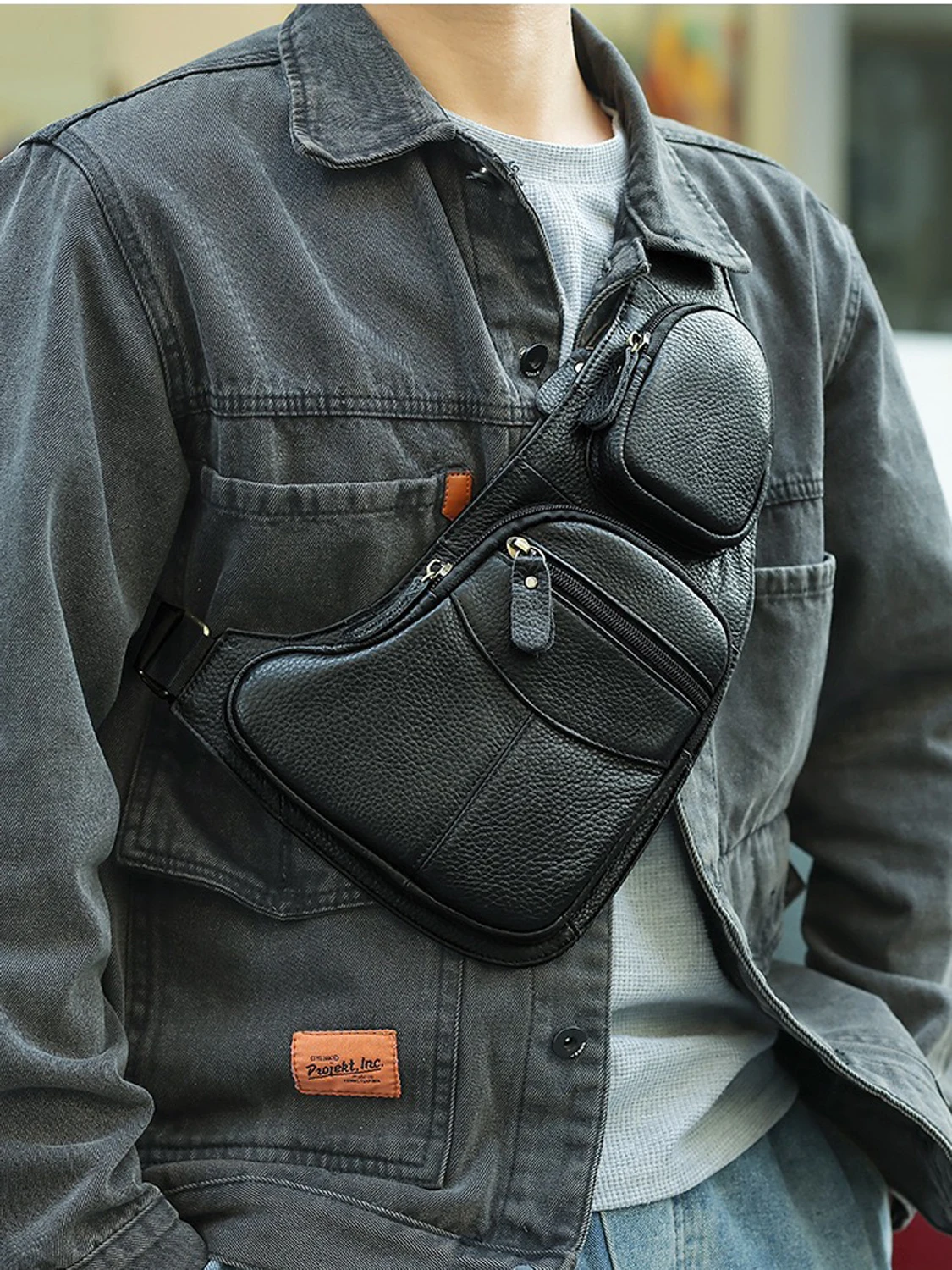 Leather Sling Bag Crossbody Backpack for Men Women Travel Outdoor Sports Hiking Camping Shoulder Chest Day Pack Daypack - view 5