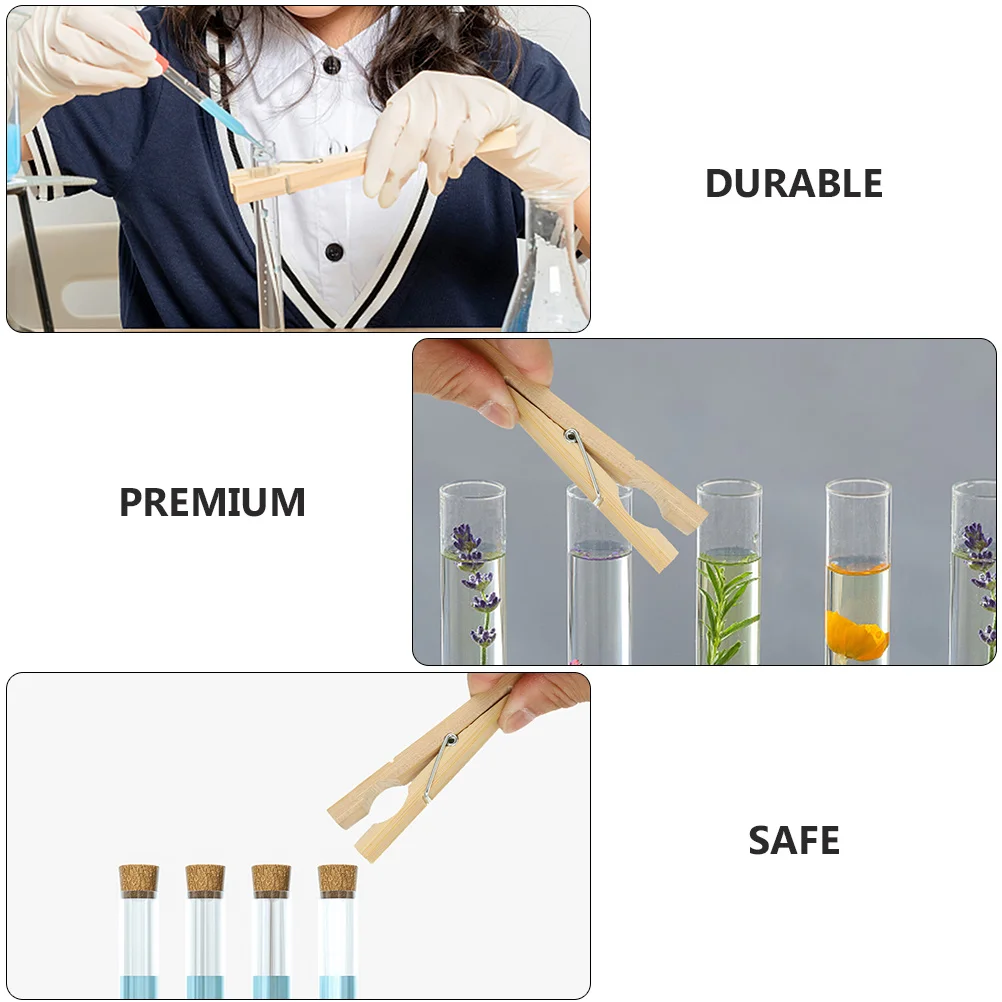 

20 Pcs Test Tube Clip Experiment Supply Drying Equipment Small Photo Bamboo Clamp Wooden Clothes