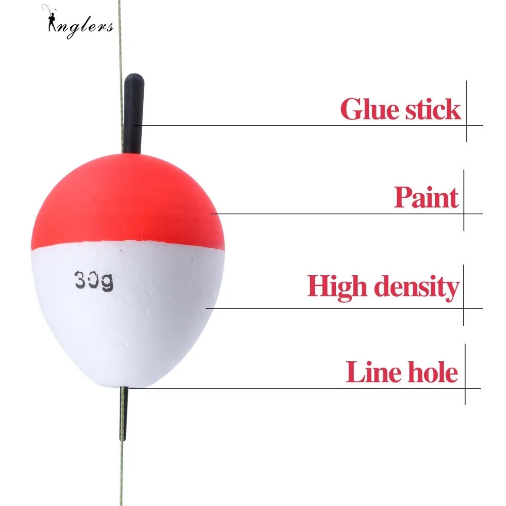 EVA Fishing Night Floats Light Stick Foam Plastic Bobber 1-30g Red And White Sea Fishing Striking Floats Fishing Accessory 5Pcs