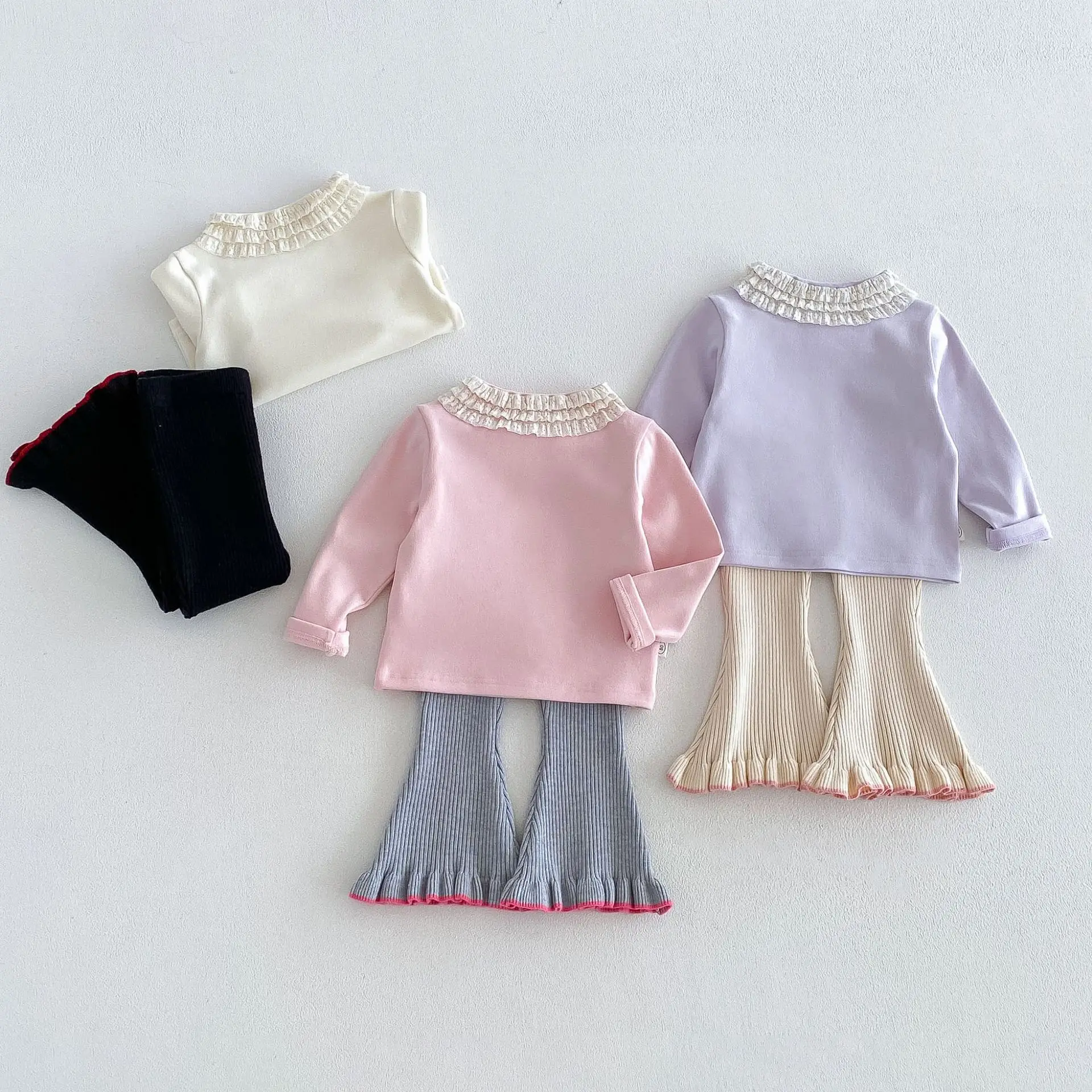 2026 New Fall Winter Girls German Velvet Base Layer Top | Lace Collar Thick Inner Shirt | Cute Warm Tee