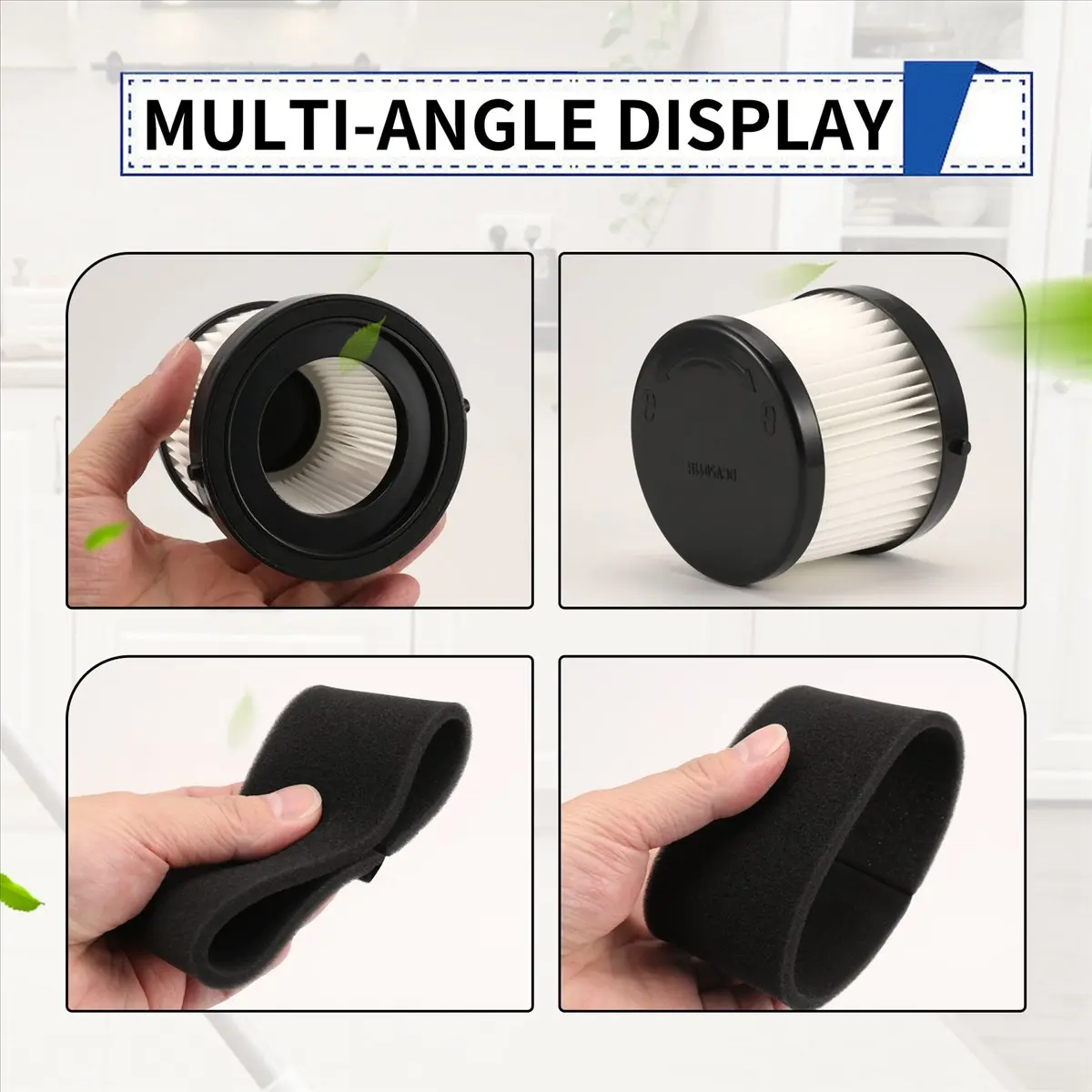 ABFS 2Pcs DCV5011H HEPA Filter for DCV501HB Cordless Handheld Vacuum, with 4 Foam Sleeve Filters & 1 Brush