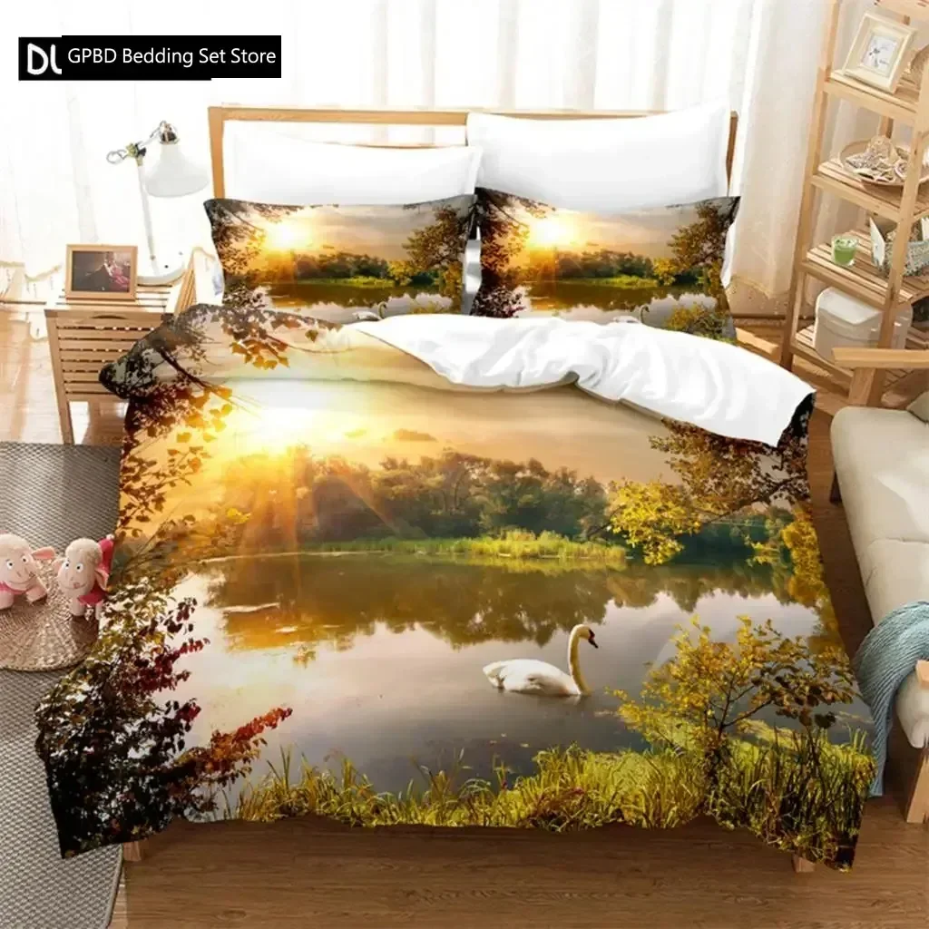 

New 3D Print Natural Scenery Comfortable Duvet Quilt Cover Pillowcase Bedding Set Children Bedroom Decoration Home Textile