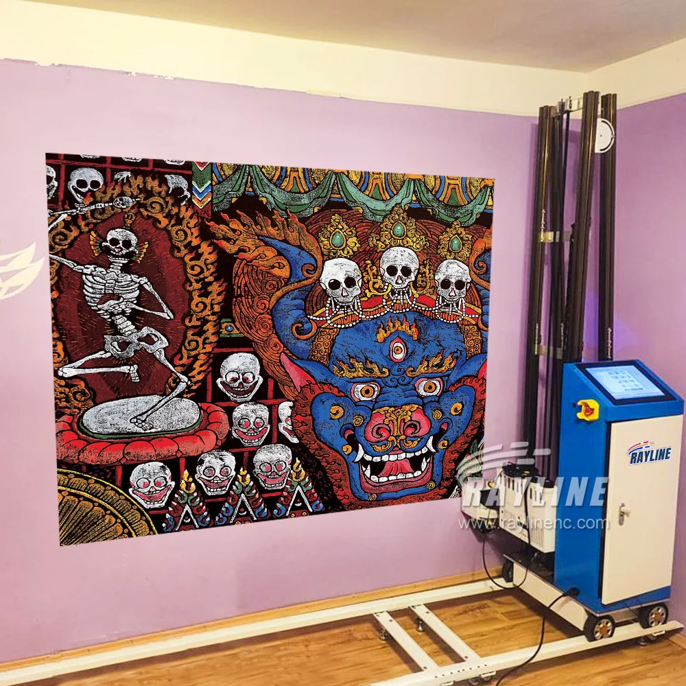 Printer dinding 3D dengan latar belakang Mural katrol 4K HD vertikal luar ruangan Format lebar lukisan minyak seni iklan langsung ke dinding