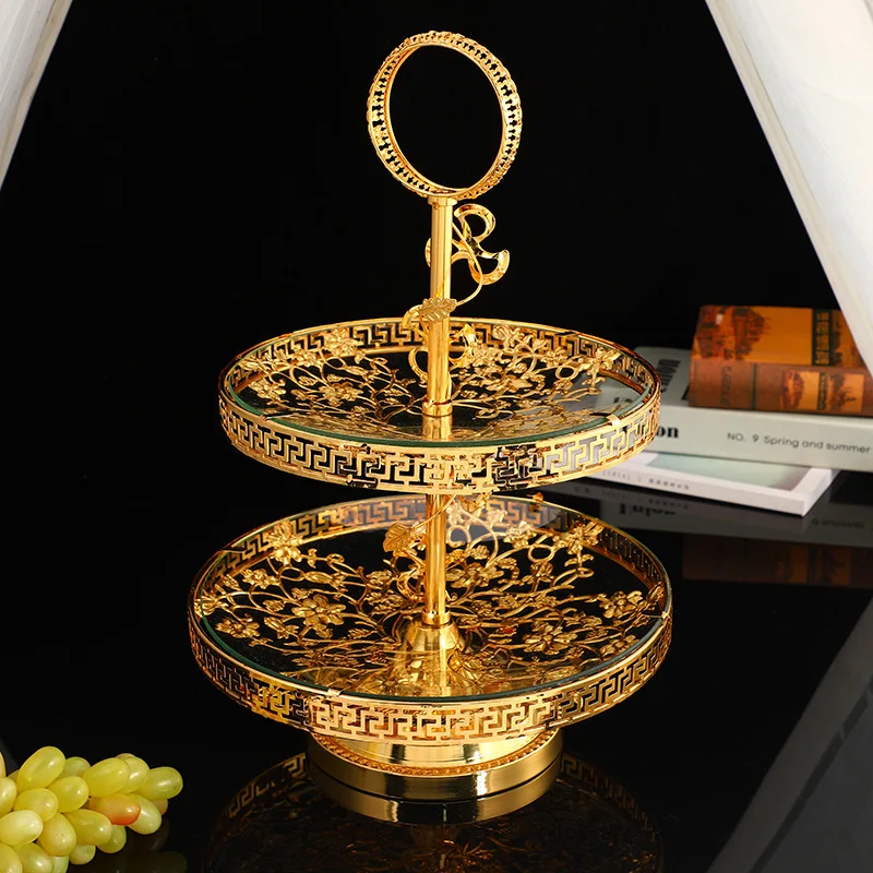 New product multi-layer fruit plate ornaments, KTV front desk snacks, fruit plates, metal light luxury dried fruit plates