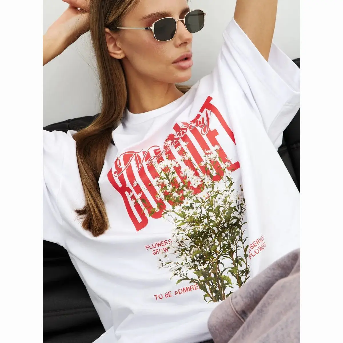 

European And American Style Casual Temperament Fun Retro Fashion Cartoon Print Loose Women's Pure Cotton T-shirt