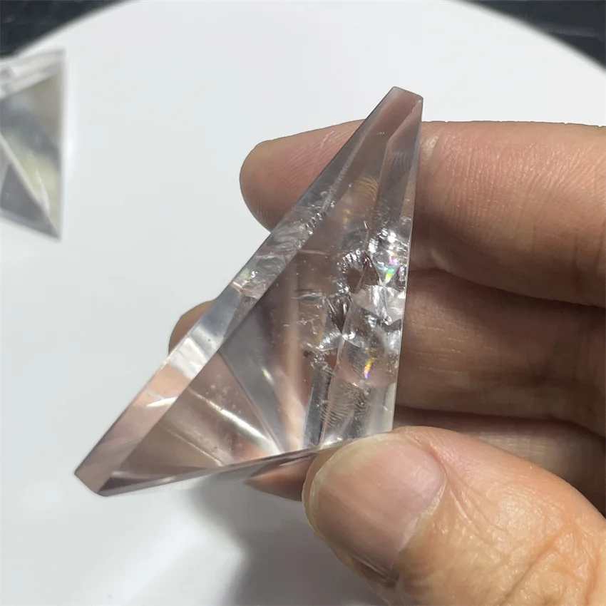 New Arrival !  Natural  Crystal Tetrahedron Pyramid 4 Faces 6 Edges  Handmade Pyramid Reiki Healing