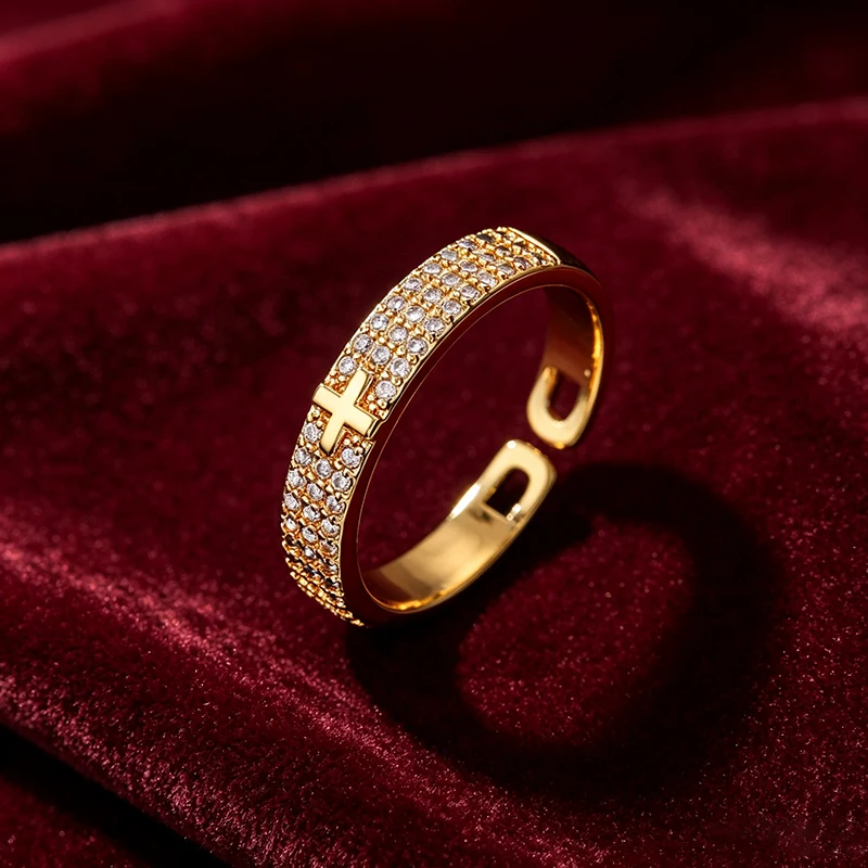 GANPUP Elegante Funkelnde Zirkon-Kreuzringe, Verstellbare Fingerringe für Damen, Modischer Schmuck, Neues Geschenk für Party und Urlaub. – Detail 4