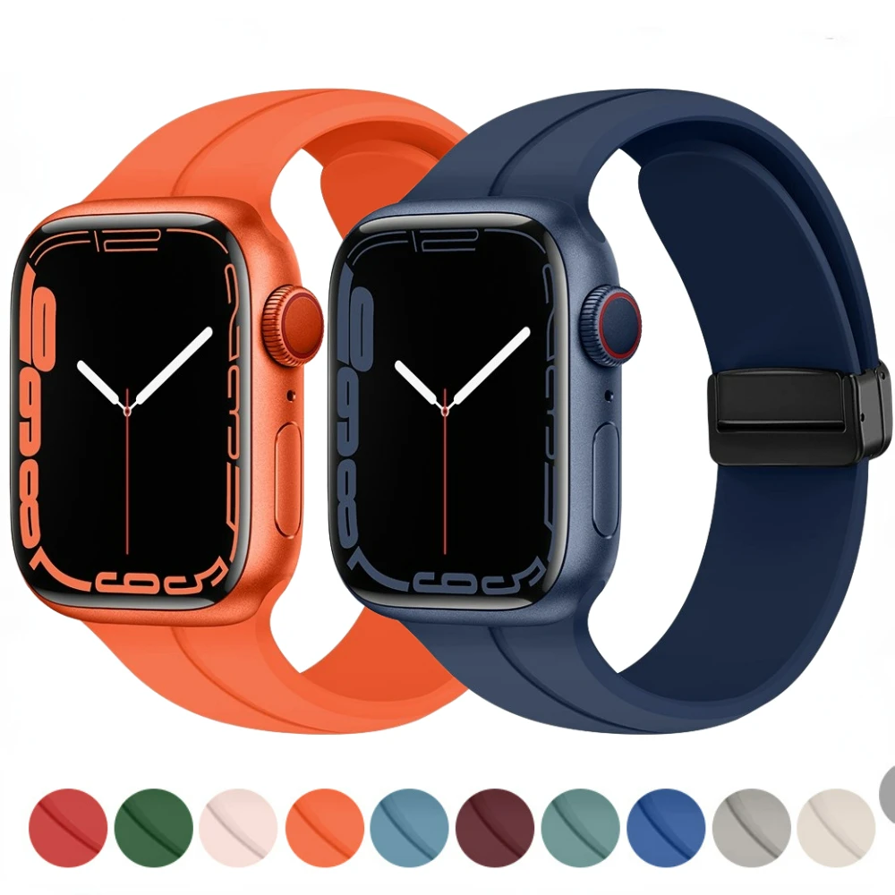 

Silicone Strap for Apple Watch Bands 45mm 41mm 44mm 40mm 42mm 38mm Magnetic Sports Wristband iWatch 7 6 5 4 SE 8 Ultra 49mm Band