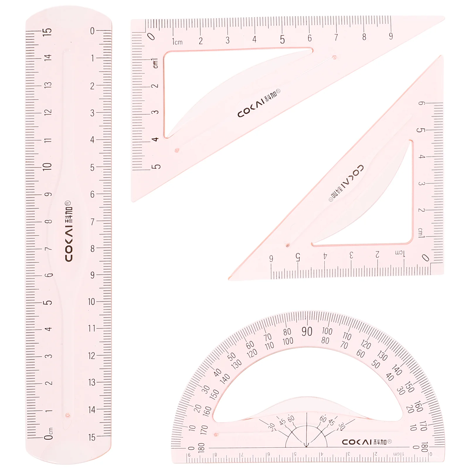 School Geometry Workbook Soft Ruler Student Stationery Professional Drafting Folding Pink and Protractor Child