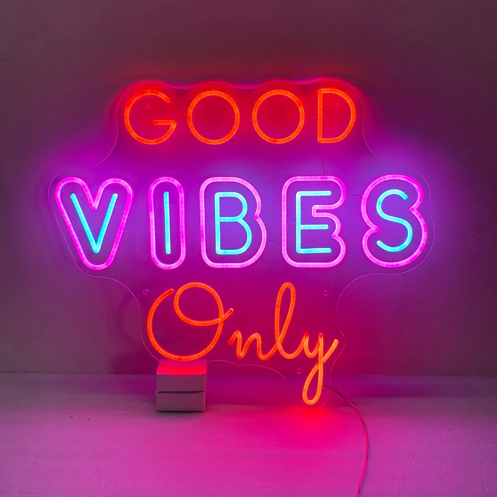 

Good Vibes Only Neon Sign for Bedroom Home Room Vibes Wall Decor LED Neon Light Wedding Party Event Decoration Custom Neon Signs