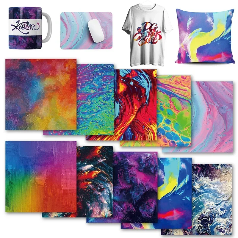 XFX Watercolor Transfer Heat Ink Sheet 1PCS 12x12 in Cysincos Sublimation Transfer Paper for Mug Press Coaster Bag TShirt Pillow