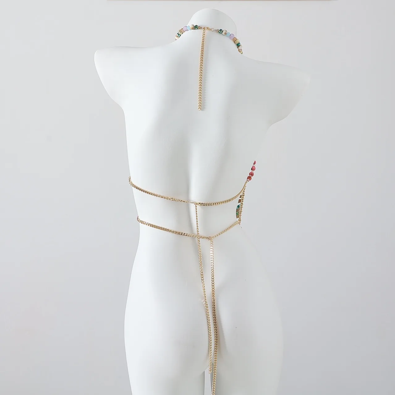 Adjustable Body Chain Bead Top, Colorful Irregular Shaped Acrylic Jewelry Hanging Neck Strap, Hollowed Out Body Accessory