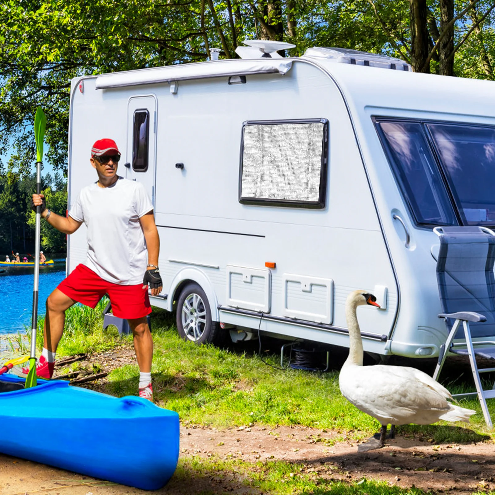 

2Pcs Rv Door Window Shade Cover Sunshade Protector for Camper Windows Easy Install Rv Accessories Uv Protection