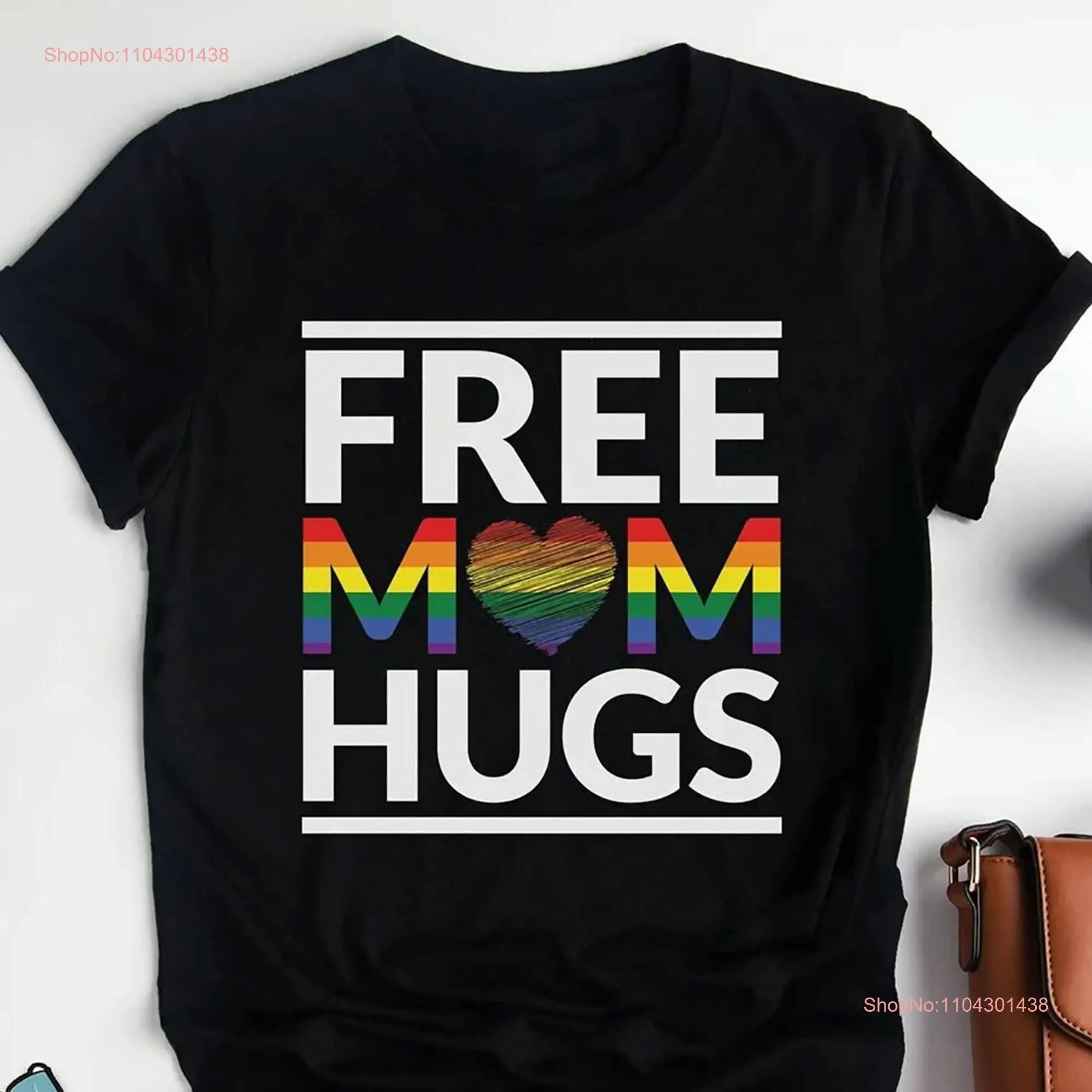 Free Mom Hugs T Shirt Pride Month LGBTQ LGBT Ally Clothing Protect Trans Kids Top Rainbow Gay Rights