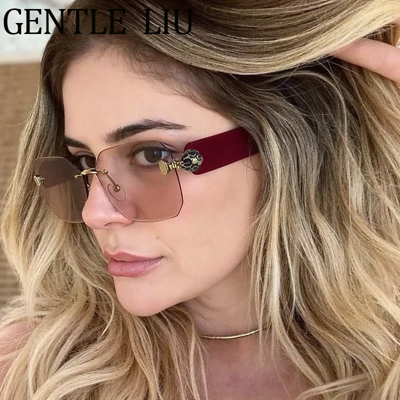 

Square Rimless Sunglasses Women 2025 Luxury Brand Trendy Punk Frameless Glasses For Lady Polygon Outdoor Eyewear UV400 Shades