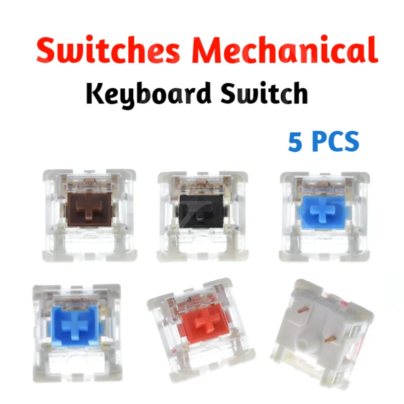 5 Pcs Switches Mechanical Keyboard Switch Silent 3 Pin Gaming Linear Switch Shaft Body Dustproof Shaft