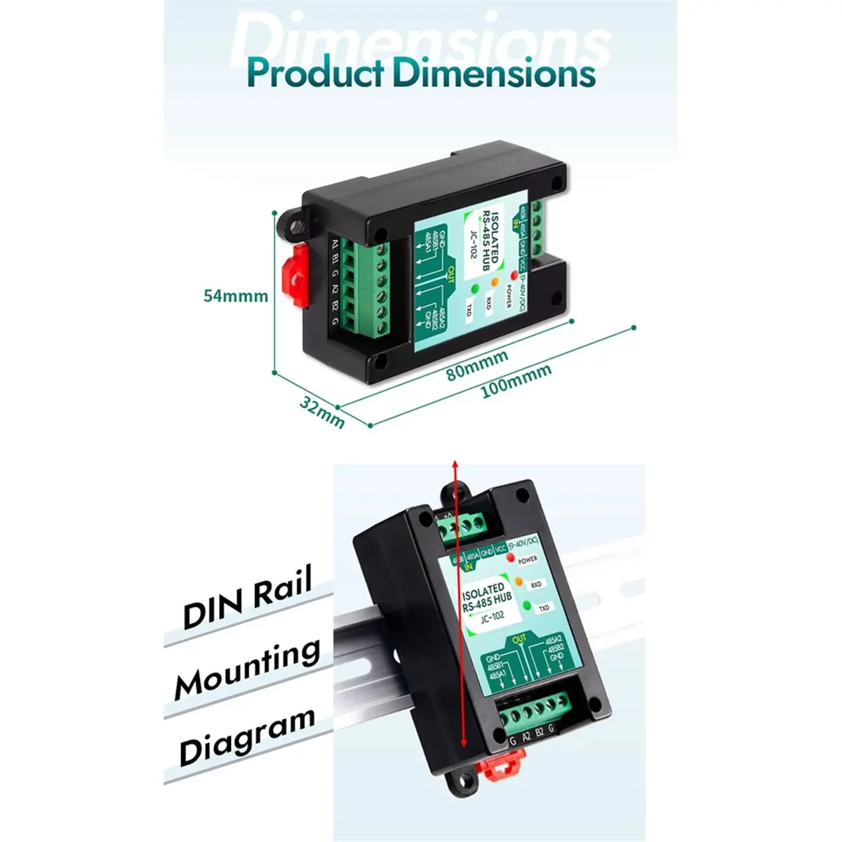 A10R RS-485 Repeater RS485 Converter Modbus-RTU Communication Module Extended Network Transmission Distance