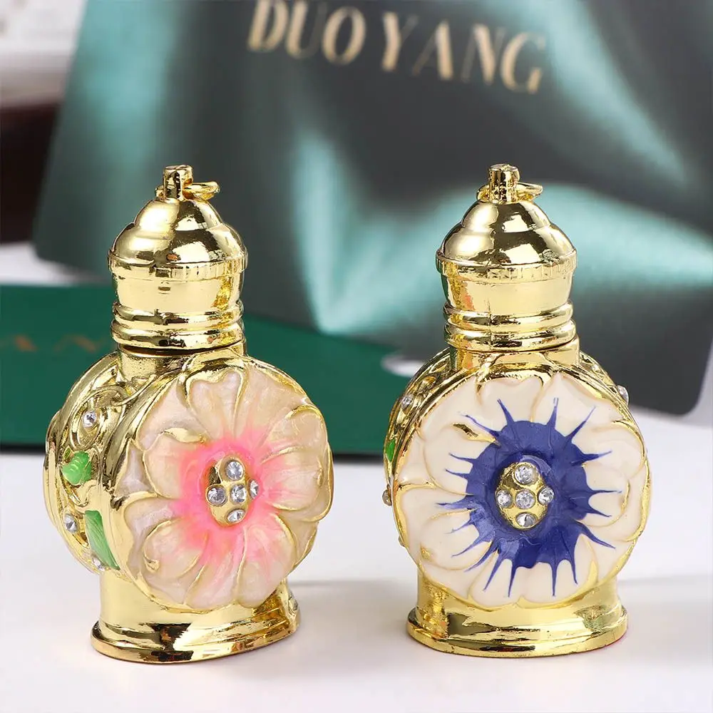 Flower with Keyring Fragrance Bottle Perfume Bottle Pendant Keychain Empty Cosmetics Container Essential Oil Dropper Bottle