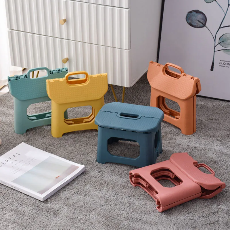 Nordic Style Thickened Plastic Folding Step Stool Chair Seat Outdoor Fishing Camping Portable Foldable Children\'s Adult Stools