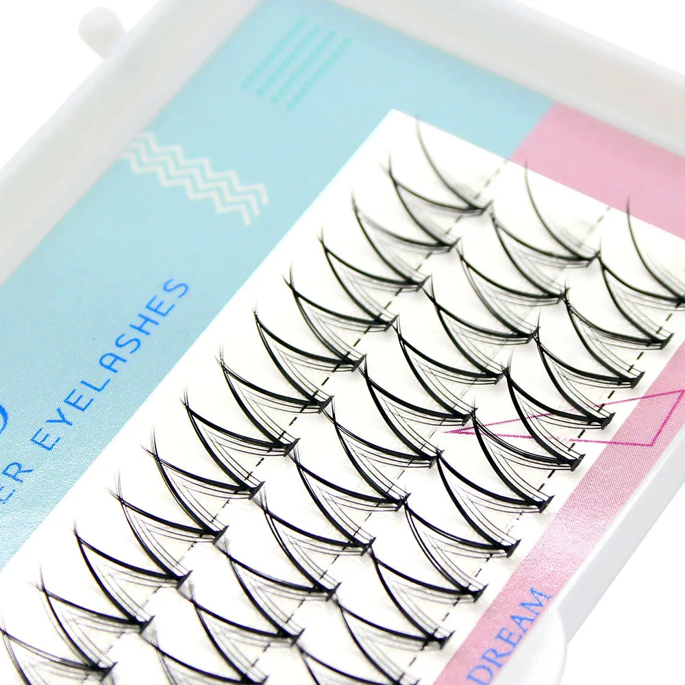 MUYD V Shape Mink Individual Fishtail Eyelash Extension Natural Dovetail 3D Cluster Eyelashes Professional Makeup Flared Lashes