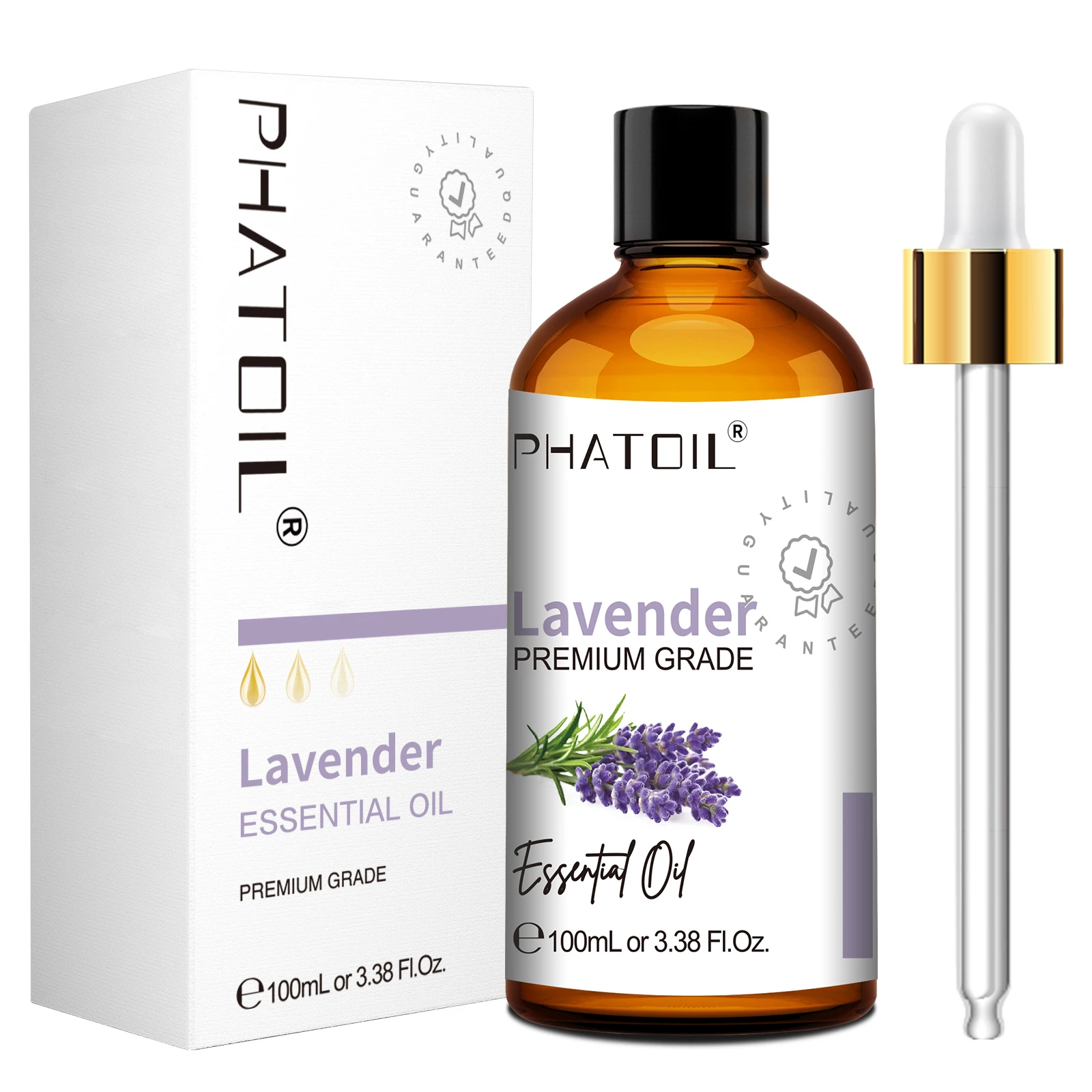 PHATOIL 100ml Aceite Esencial de Lavanda, Eucalipto, Menta y Vainilla para Difusor, Fabricación de Velas, Aceite Esencial Aromático