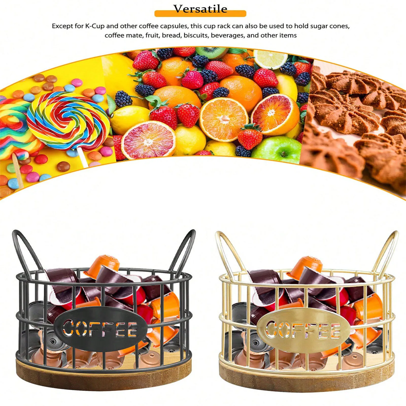 Coffee Pod Storage Organizer Cup Holder for Counter Metal Storage Basket for pods Coffee Bar Decor Organizer for Coffee Capsule