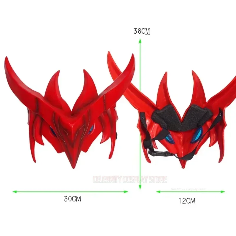 Unisex Devil Demon Half Face Mask Resin Cosplay Accessory for Halloween Party New Game the Unforgotten Yone Adult Costume Prop view 6