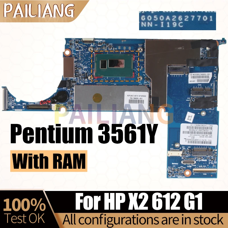 

For HP X2 612 G1 Notebook Mainboard 6050A2627701-MB-A02 Pentium 3561Y With RAM 766628-501 Laptop Motherboard Full Tested