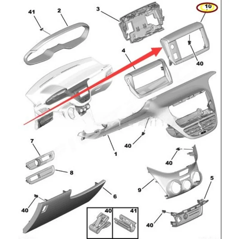 

96738995XU Multifunctional Display Panel Cover for Peugeot 208/2008 Brand New