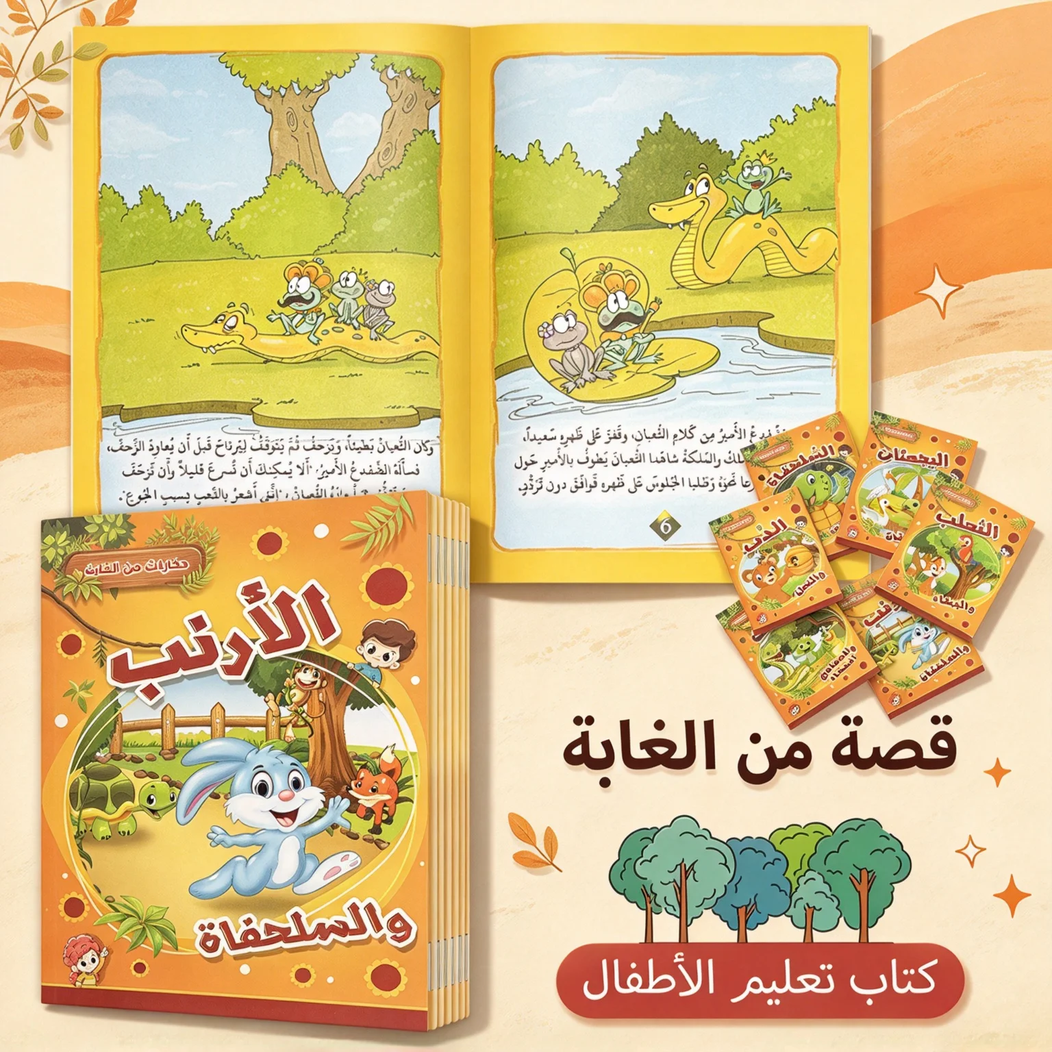 A set of six Arabic animal picture storybooks—ideal for bedtime reading, language development, and birthday gifts.