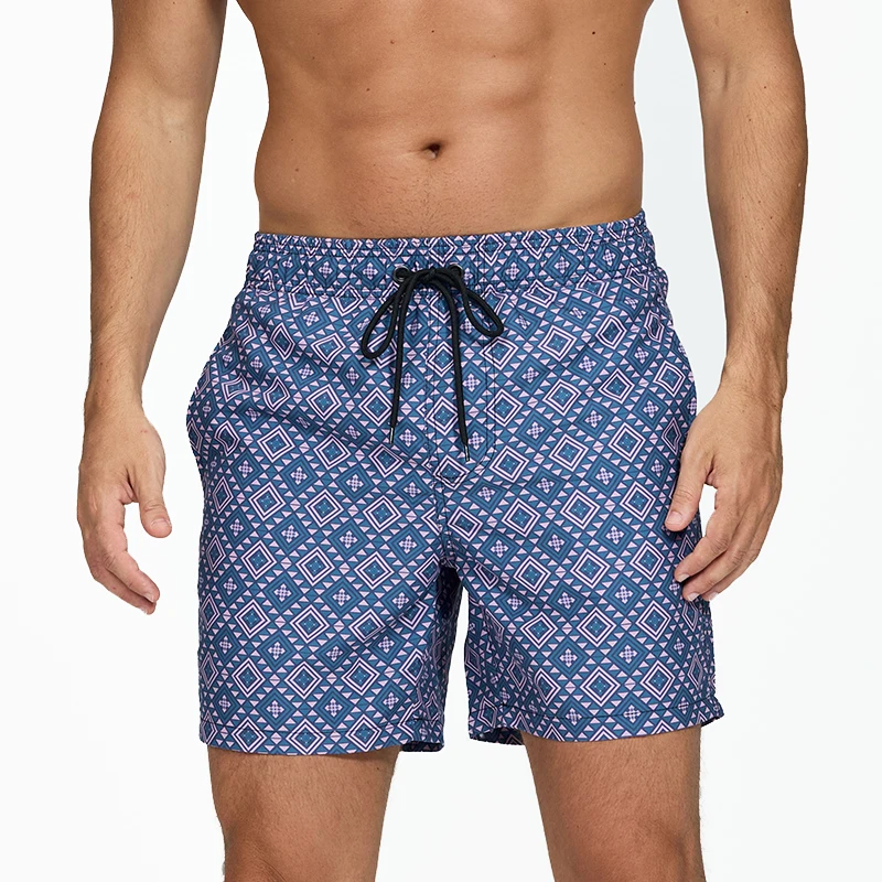 Men's Simple Vertical Striped 3D Print Summer Outdoor Beach Shorts Swim Trunks Breathable Quick-Drying Casual Sports Pants