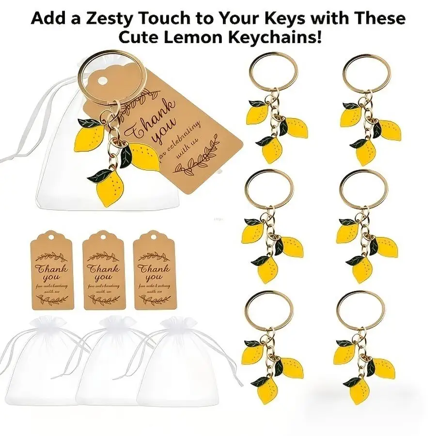 1/5/10/20/50/100pcs - Cute Summer Lemon Keychain Favors (Including 6 Keychains 6 Thank You Cards 6 Gauze Bags) Fruit Lemon Theme