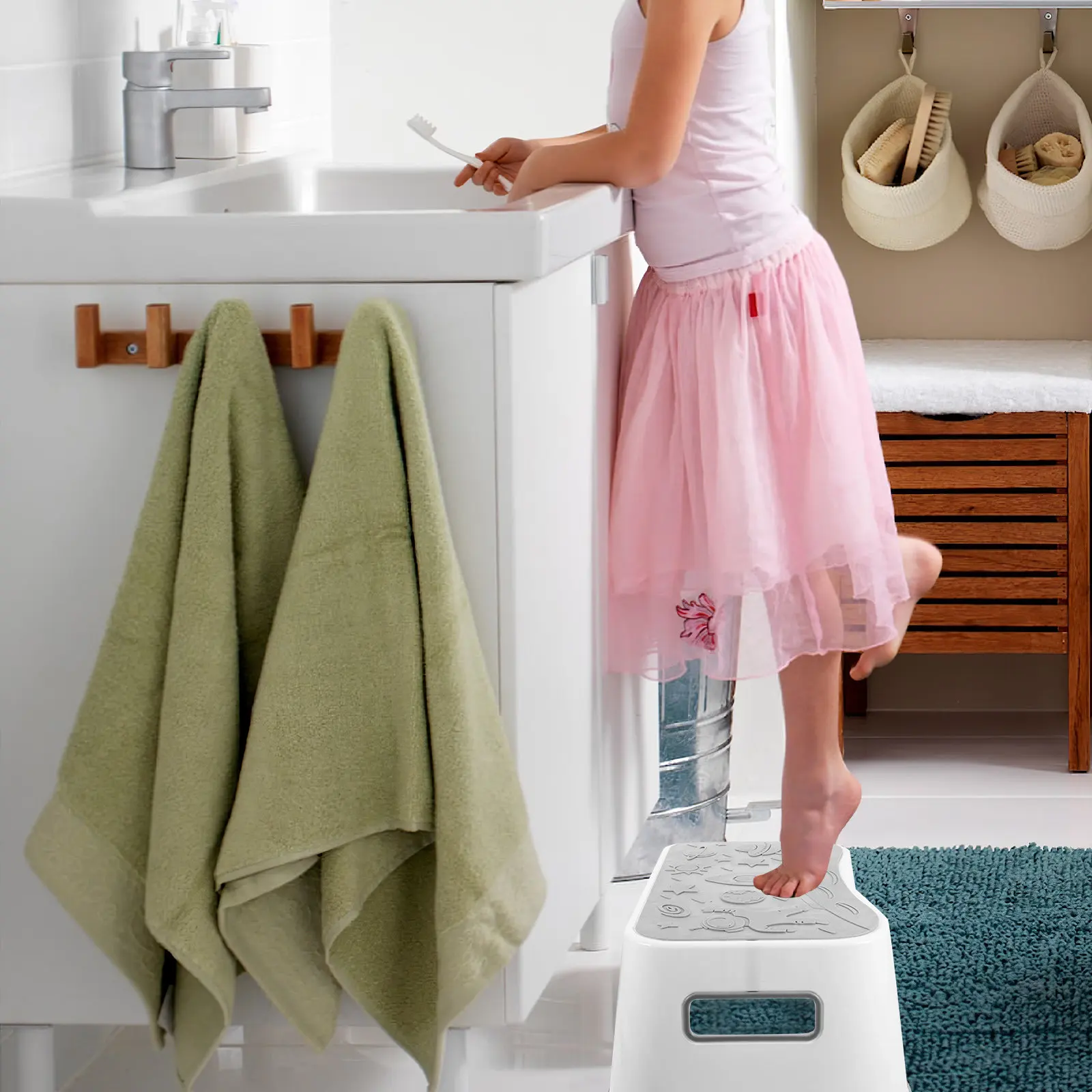 

Toilet Footstool For Adults Sturdy Pp Non-Slip Bathroom Step Stool Space Saving Squatting Design Home Footstool