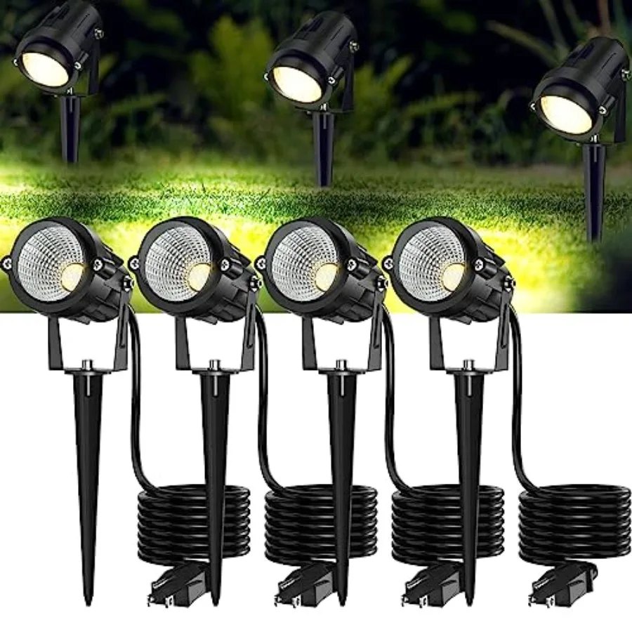 

High Brightness 1000LM Outdoor Spot s for Yard 3500K White Spot s Outdoor with 4.9FT Electric Cord 10W LED IP66 Waterproof Land