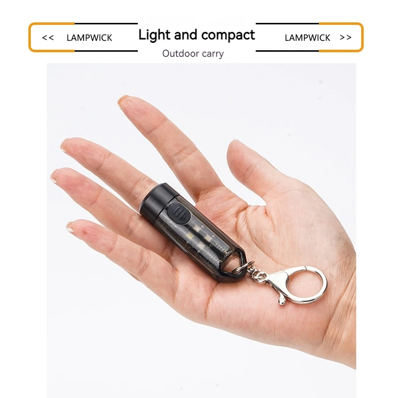 Mini Pocket Keychain Light 7 Lighting Modes Emergency Flashlight Rechargeable LED Portable Outdoor Camping Fishing Torch Lamp