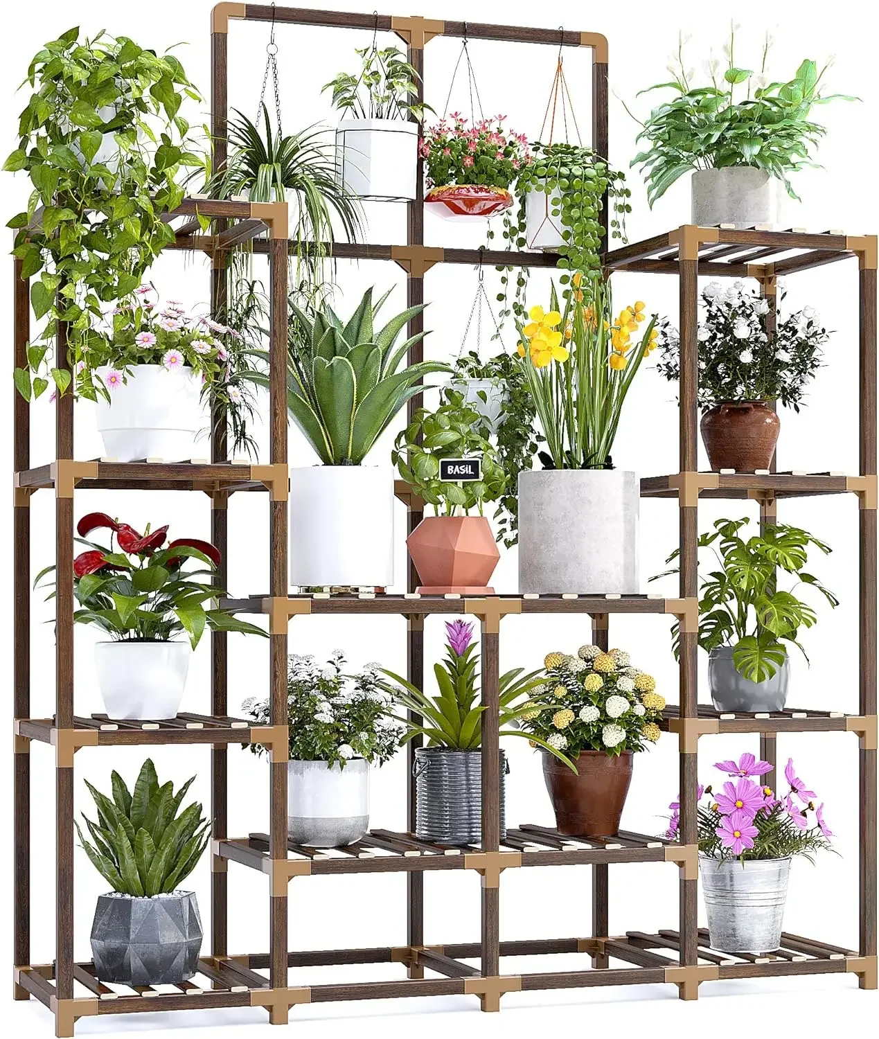 Plant Stand Indoor Large Plant Stands Outdoor Wood Tiered Plant Shelf For Multiple Plant, Tall  Stand 6 Tiers