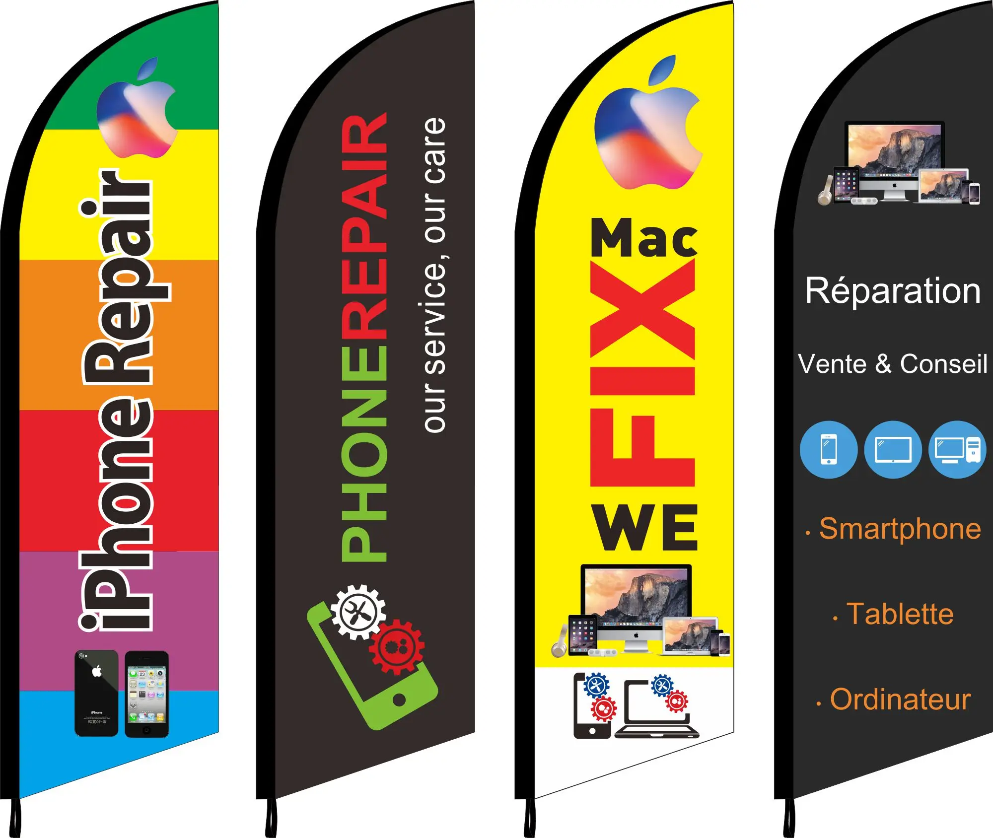 Cell Phone Mobile Tablet Iphone Andriod Apple Computer Repair Clinic,Feather Flag Swoop Knife Beach Flag, Store Sign, Flag Only