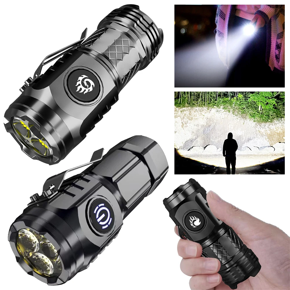 High Power LED Flashlight Torch 20W Ultra Powerful LED Flashlight 18350 Battery Portable Outdoor FlashLight for Hiking Exploring view 2