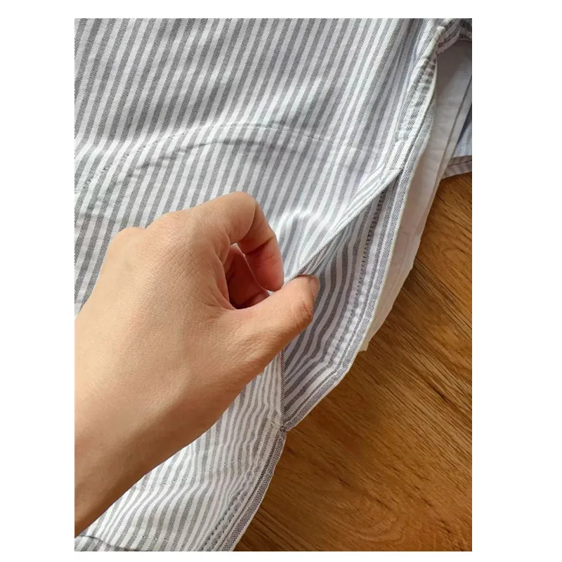 ロング Sve Ox クロス irt 女性の襟スタンド Ne 刺繍ピュアコットンストライプパターン多用途ベーシックトップ irt