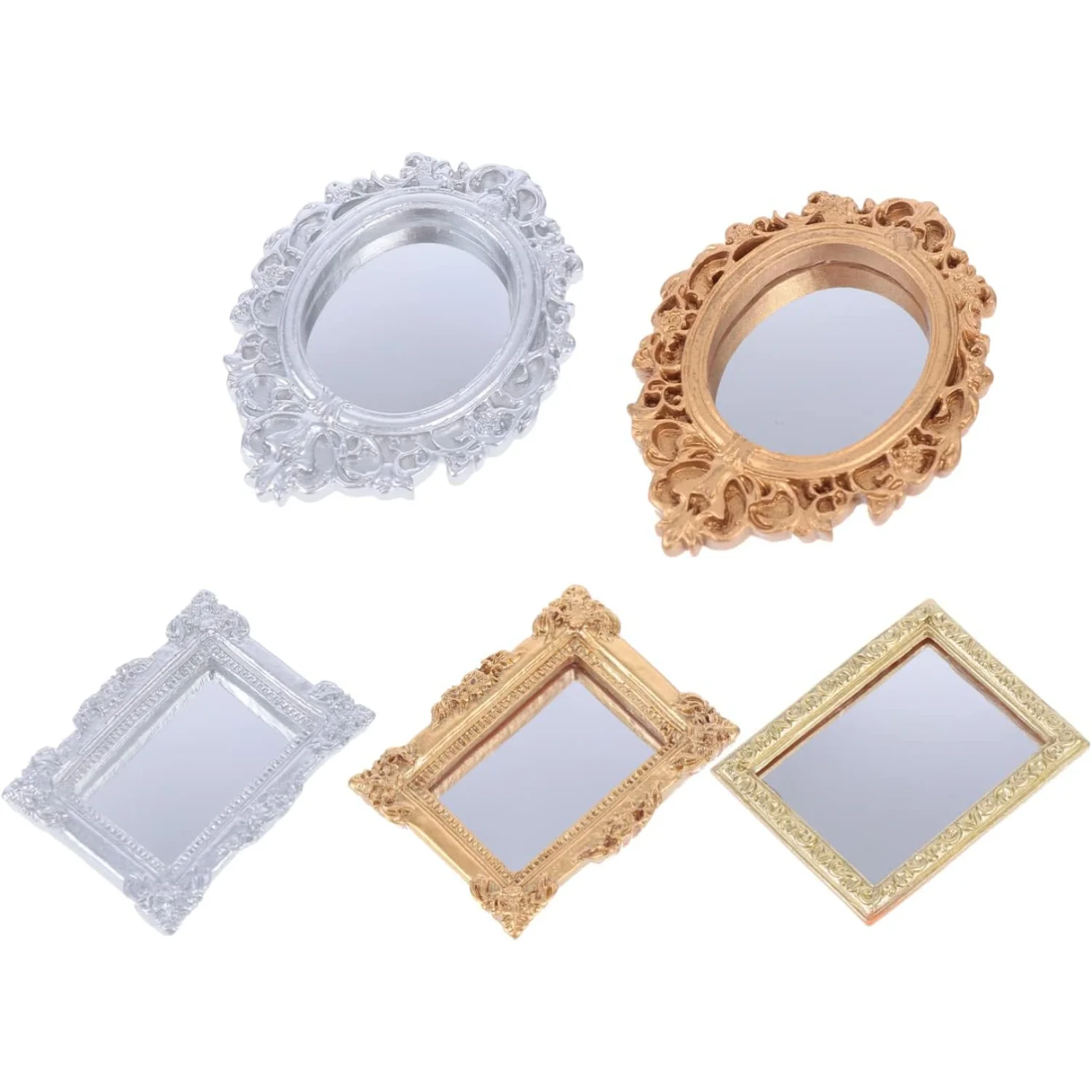 5Pcs Mini Decorative Mirror Small Wall Mirror Adornment Mini House Accessories Vintage Mirrors Miniature Handmade Mirrors, 2. 83