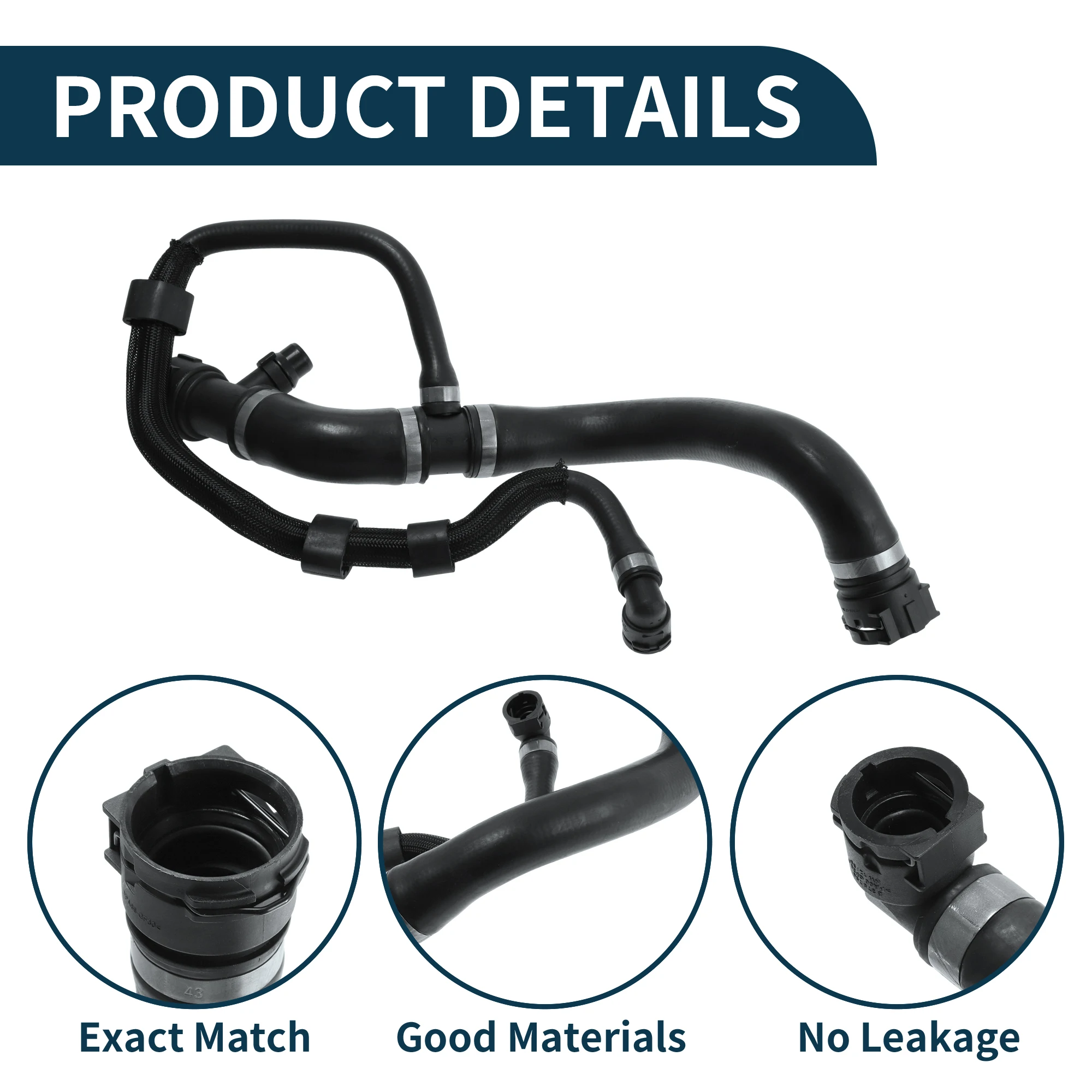 UXCELL ラジエーターホース ヒーターホース ラジエーター出口ホースパイプ BMW 1シリーズ 2015用 No.17128662832 ゴム製冷却液パイプ ブラック 1個