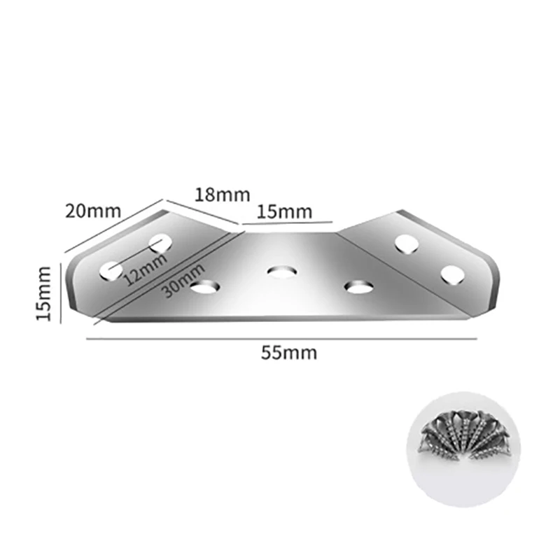 100PCS Corner Brackets Stainless Steel Furniture Angle Shelf Connector Cabinet Support Fixing Frame Corner Brace With Screw