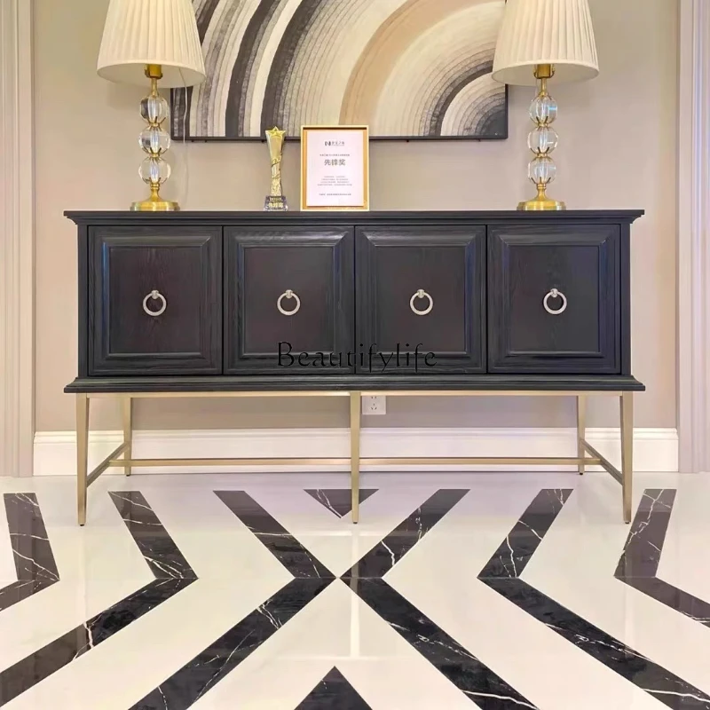 

Living room entrance American solid wood locker antique dining side audio-visual floor cabinet