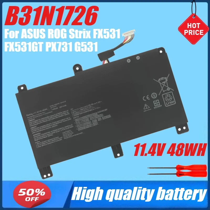 

11.4V 48WH B31N1726 Laptop Battery for ASUS ROG Strix G512 G531 GL531PX531 PX731 0B200-03400100 FX531 FX531GT