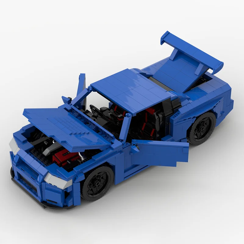Moc 1276 pçs escala skyline GT-R r34 supercar corrida esportes modelo blocos de construção brinquedos das crianças presente natal blocos técnicos
