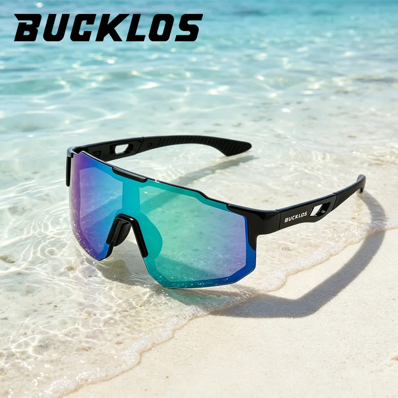 Image of BUCKLOS Fahrrad-Sonnenbrille für Männer und Frauen, Polarisierte Sportbrille für Outdoor-Aktivitäten, Straßenfahrten, Radfahren, Bergsteigen